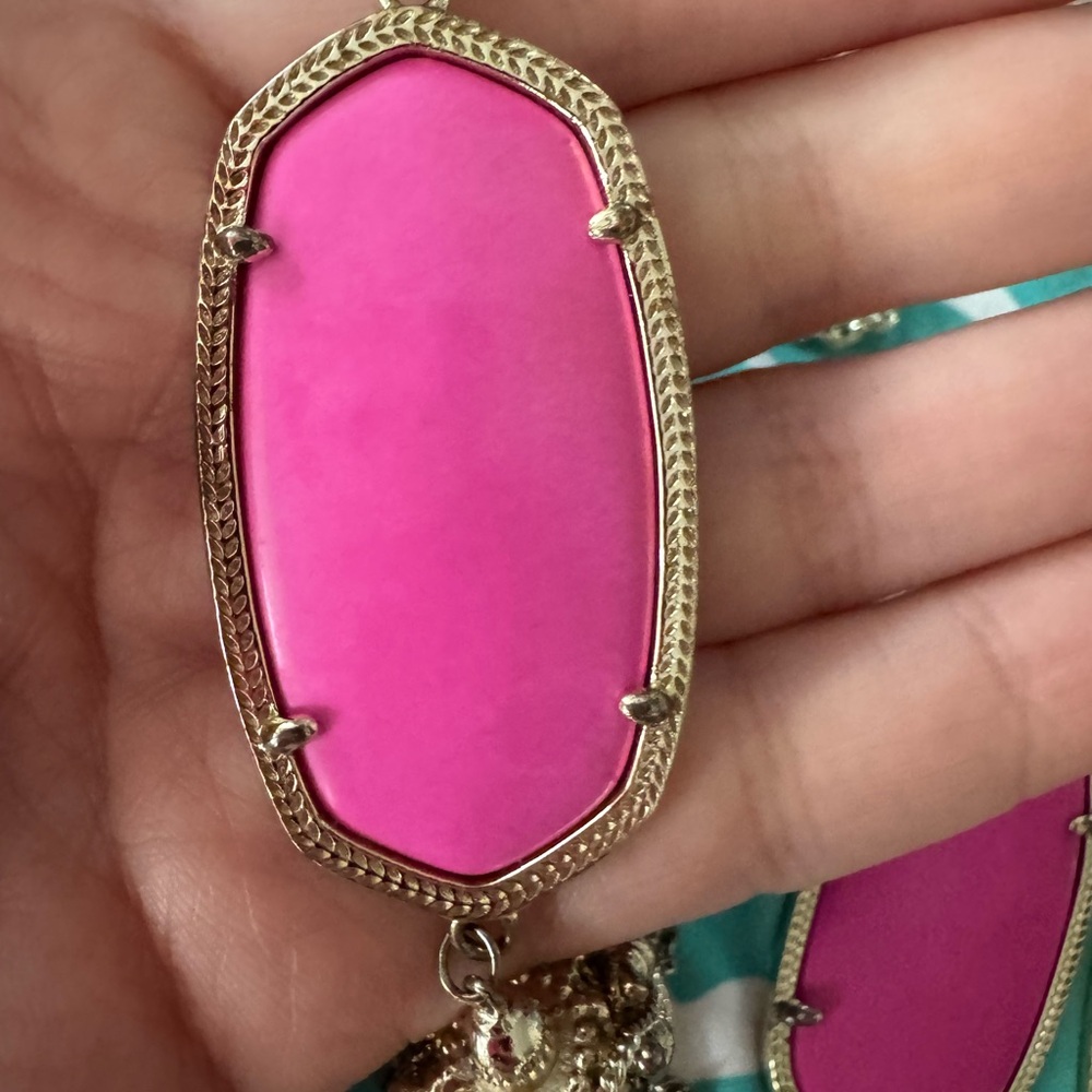 Kendra Scott Pink and Gold Rayne Necklace and Danielle earring set - Picture 3 of 5